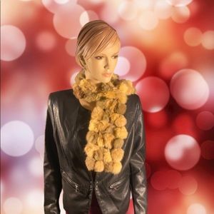 Rabbit hair Pom Pom scarf